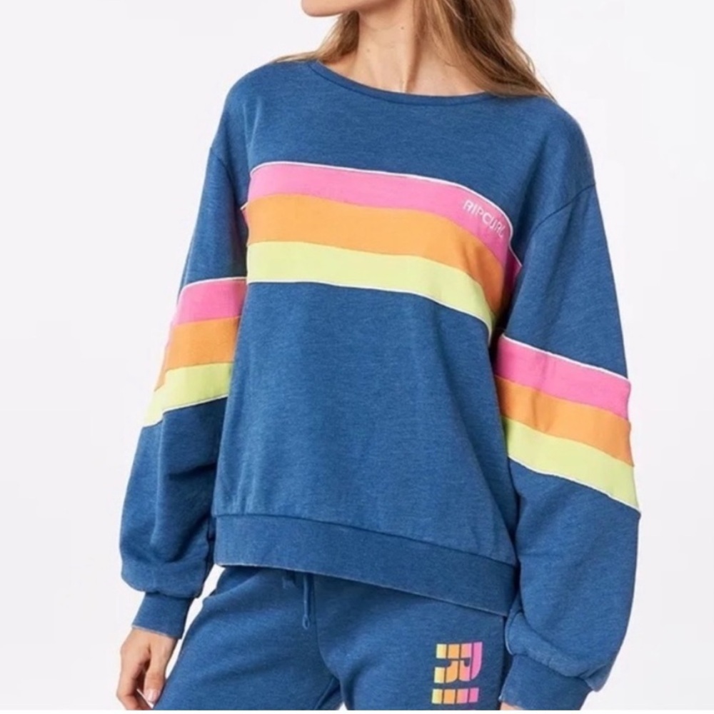 Rip Curl Golden State Crew Neck Sweatshirt Rainbow Stripe Size XL - Picture 1 of 14